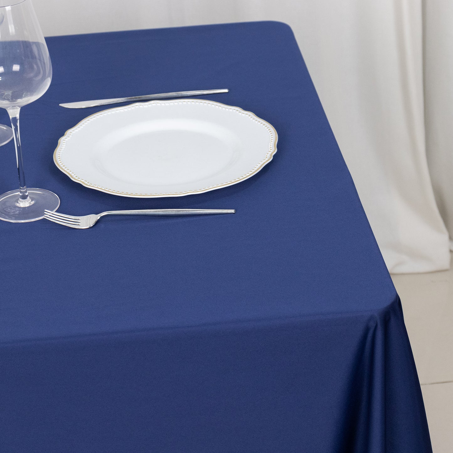 70" Navy Blue Premium Scuba Wrinkle Free Square Tablecloth, Scuba Polyester Tablecloth