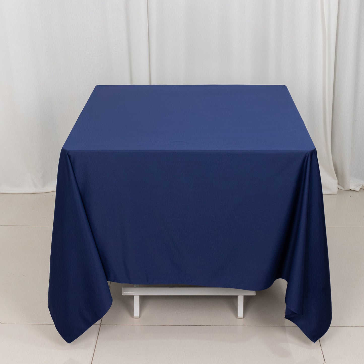 70" Navy Blue Premium Scuba Wrinkle Free Square Tablecloth, Scuba Polyester Tablecloth