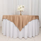 70" Nude Scuba Wrinkle Free Square Table Overlay, Scuba Polyester Table Topper