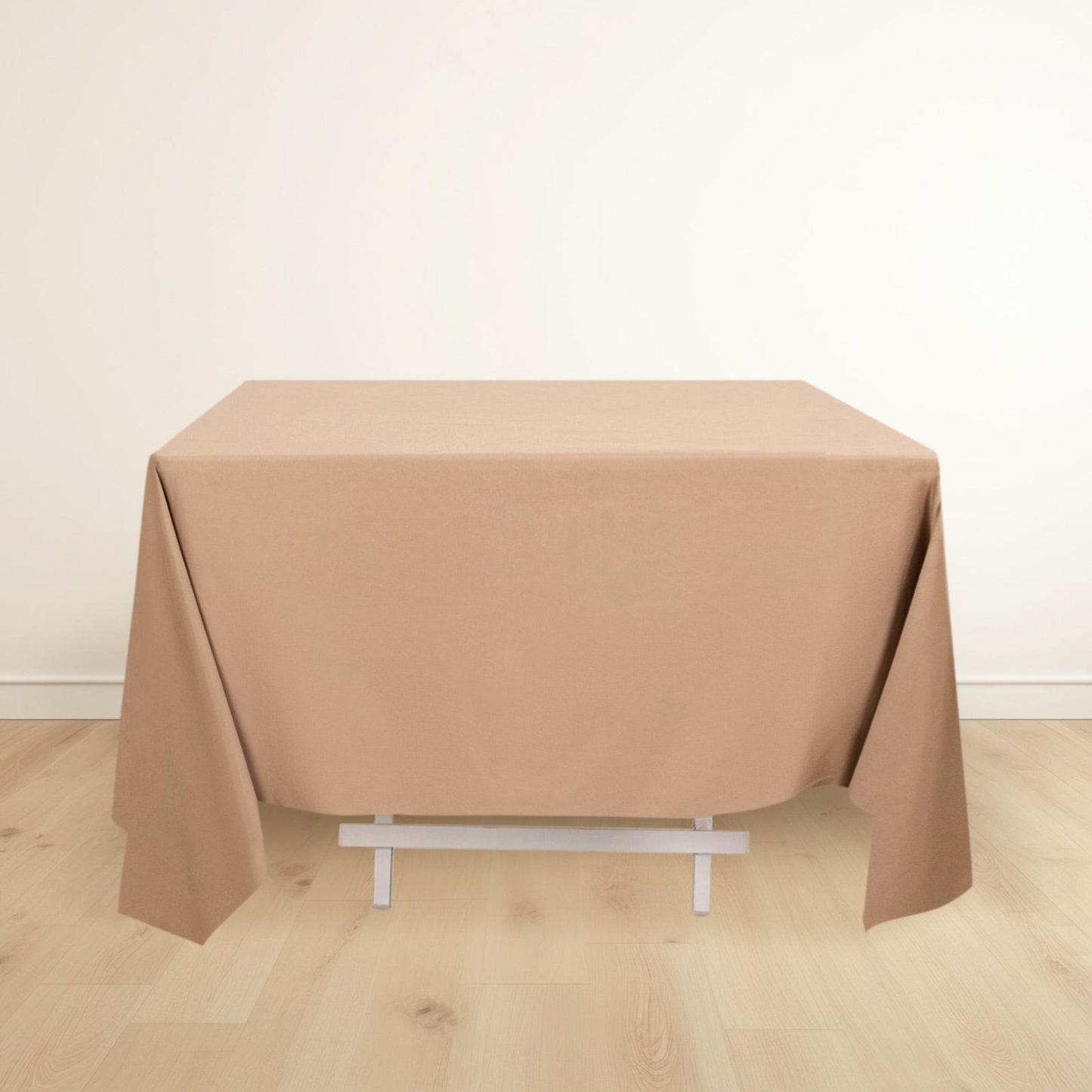 70" Nude Scuba Wrinkle Free Square Tablecloth, Scuba Polyester Tablecloth