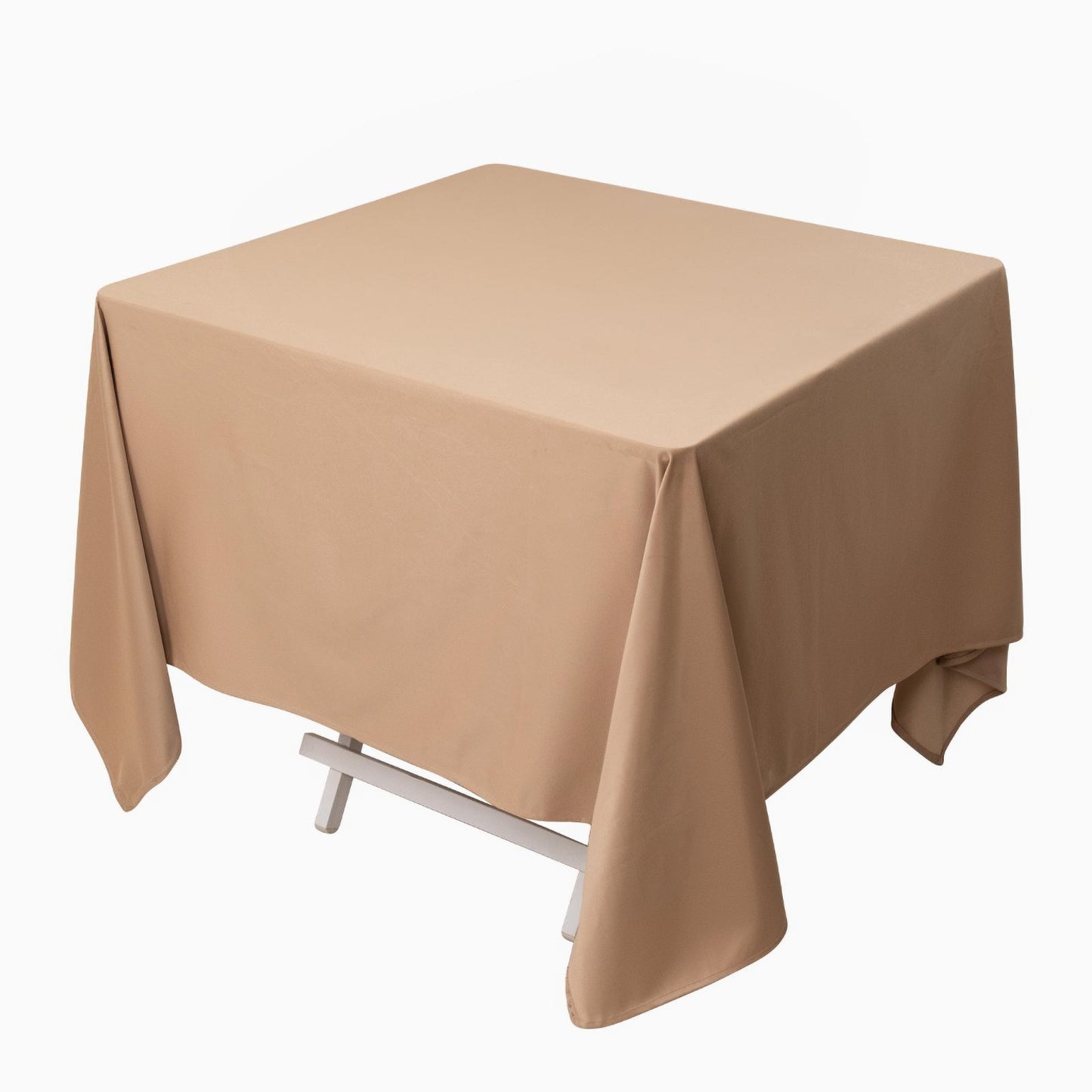 70" Nude Scuba Wrinkle Free Square Tablecloth, Scuba Polyester Tablecloth