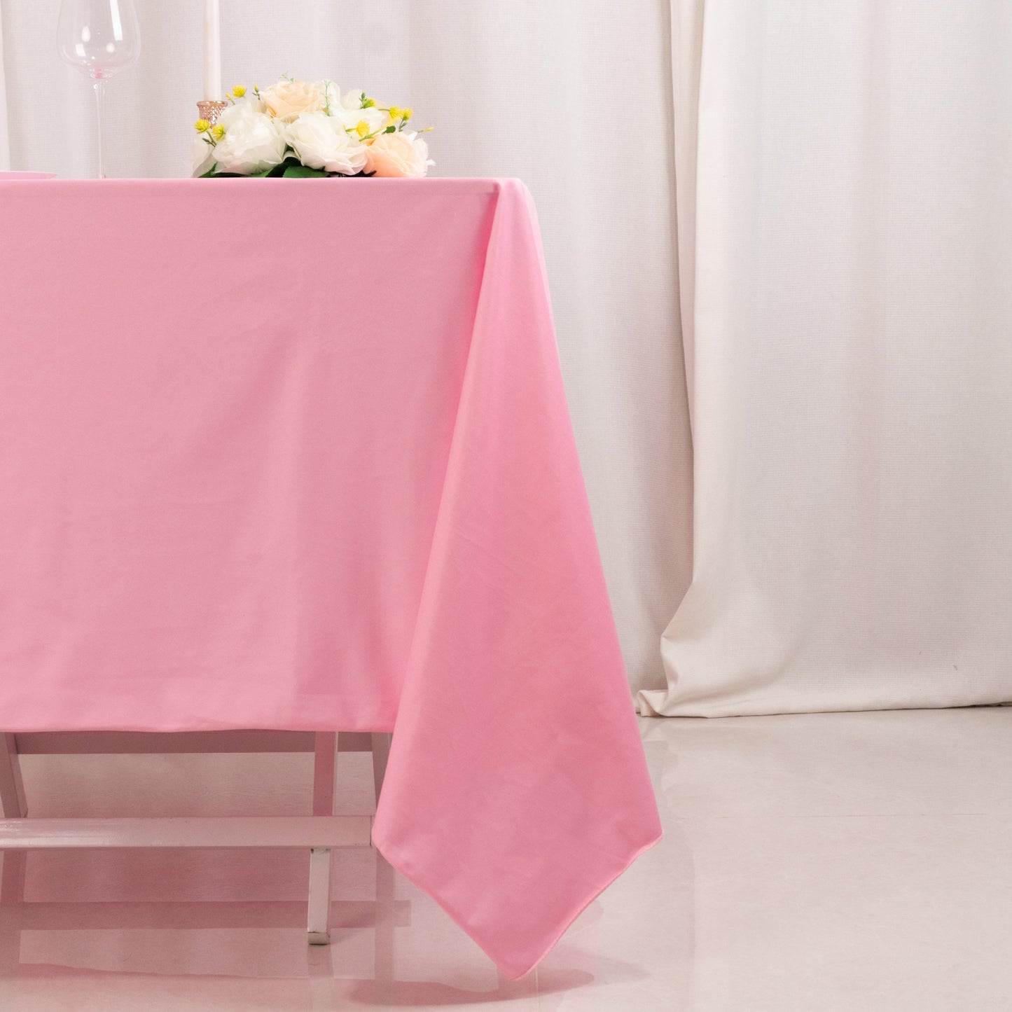 70" Pink Scuba Wrinkle Free Square Tablecloth, Scuba Polyester Tablecloth