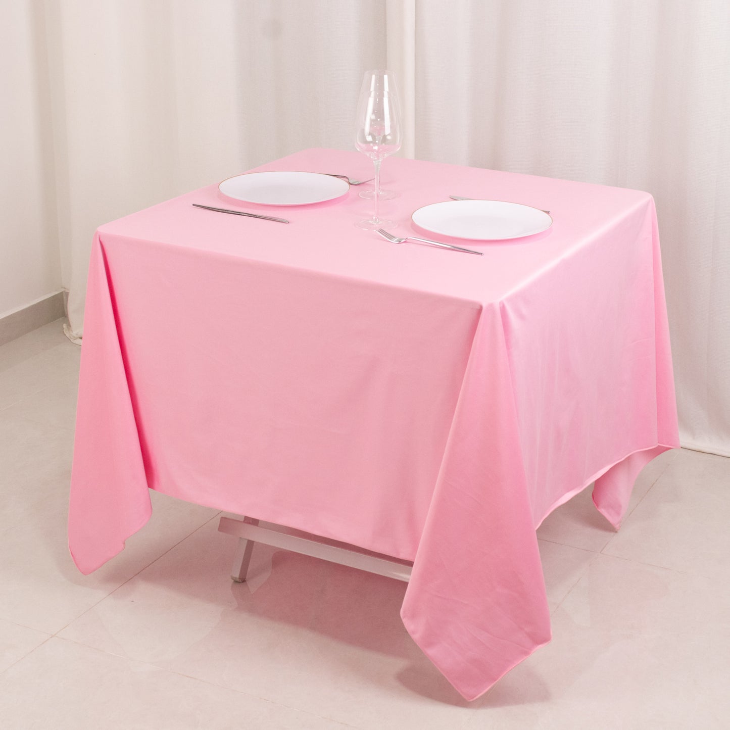 70" Pink Scuba Wrinkle Free Square Tablecloth, Scuba Polyester Tablecloth