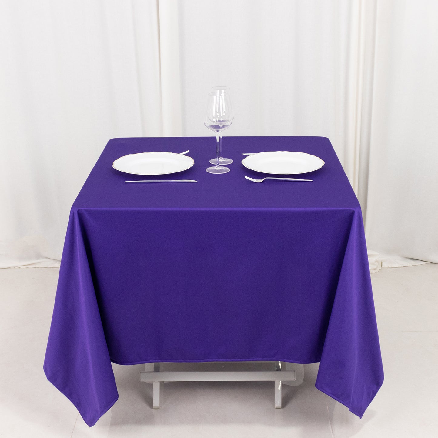 70" Purple Premium Scuba Wrinkle Free Square Tablecloth, Scuba Polyester Tablecloth