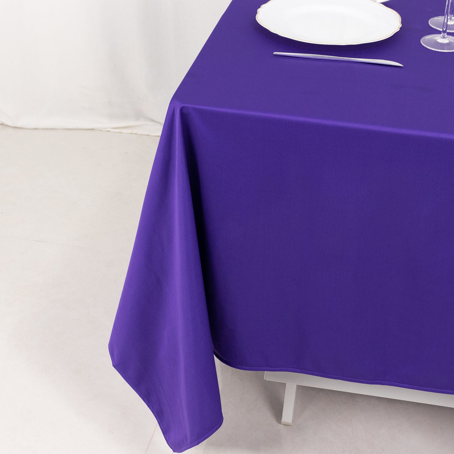 70" Purple Premium Scuba Wrinkle Free Square Tablecloth, Scuba Polyester Tablecloth