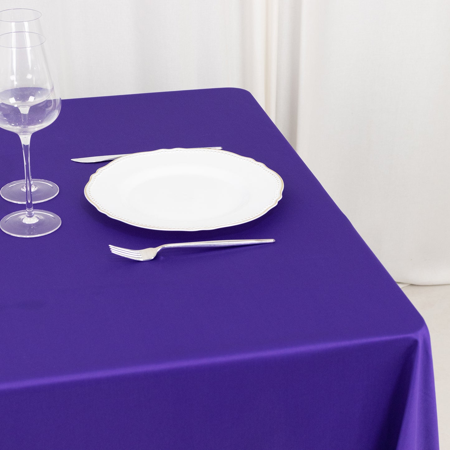 70" Purple Premium Scuba Wrinkle Free Square Tablecloth, Scuba Polyester Tablecloth