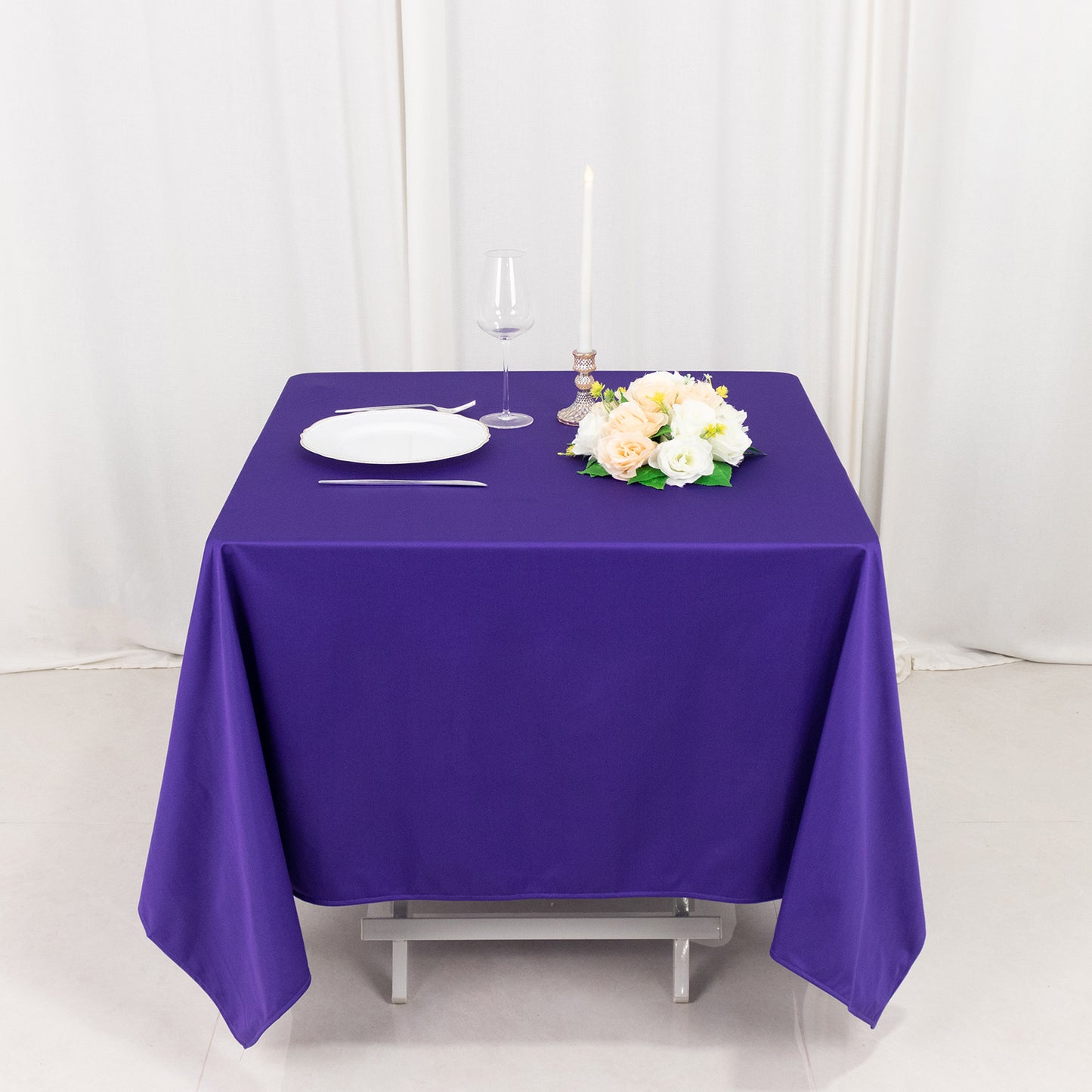 70" Purple Premium Scuba Wrinkle Free Square Tablecloth, Scuba Polyester Tablecloth