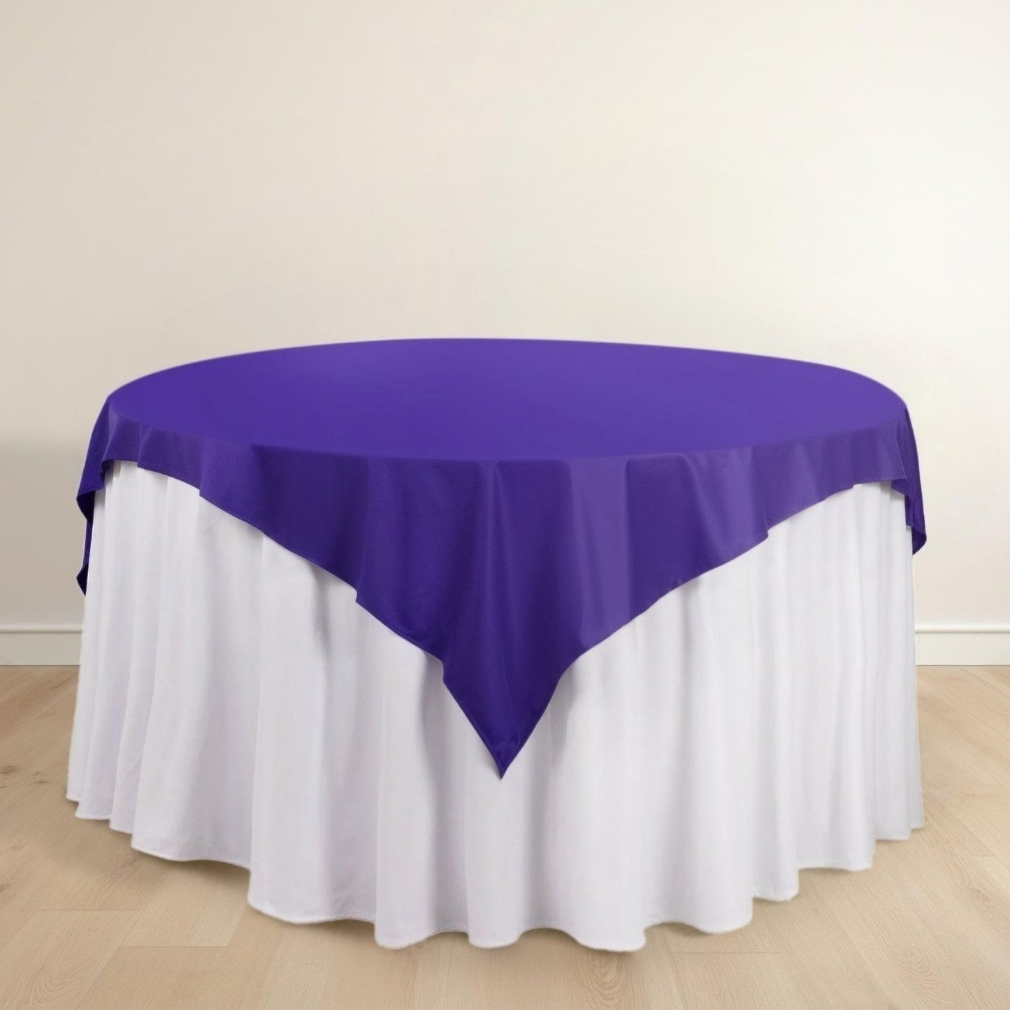 70" Purple Scuba Wrinkle Free Square Table Overlay, Scuba Polyester Table Topper