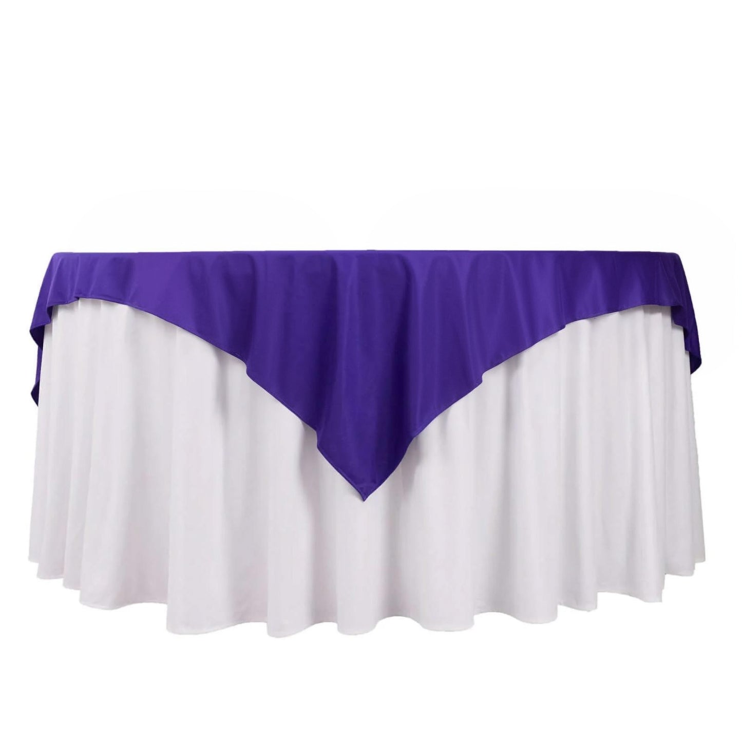 70" Purple Scuba Wrinkle Free Square Table Overlay, Scuba Polyester Table Topper
