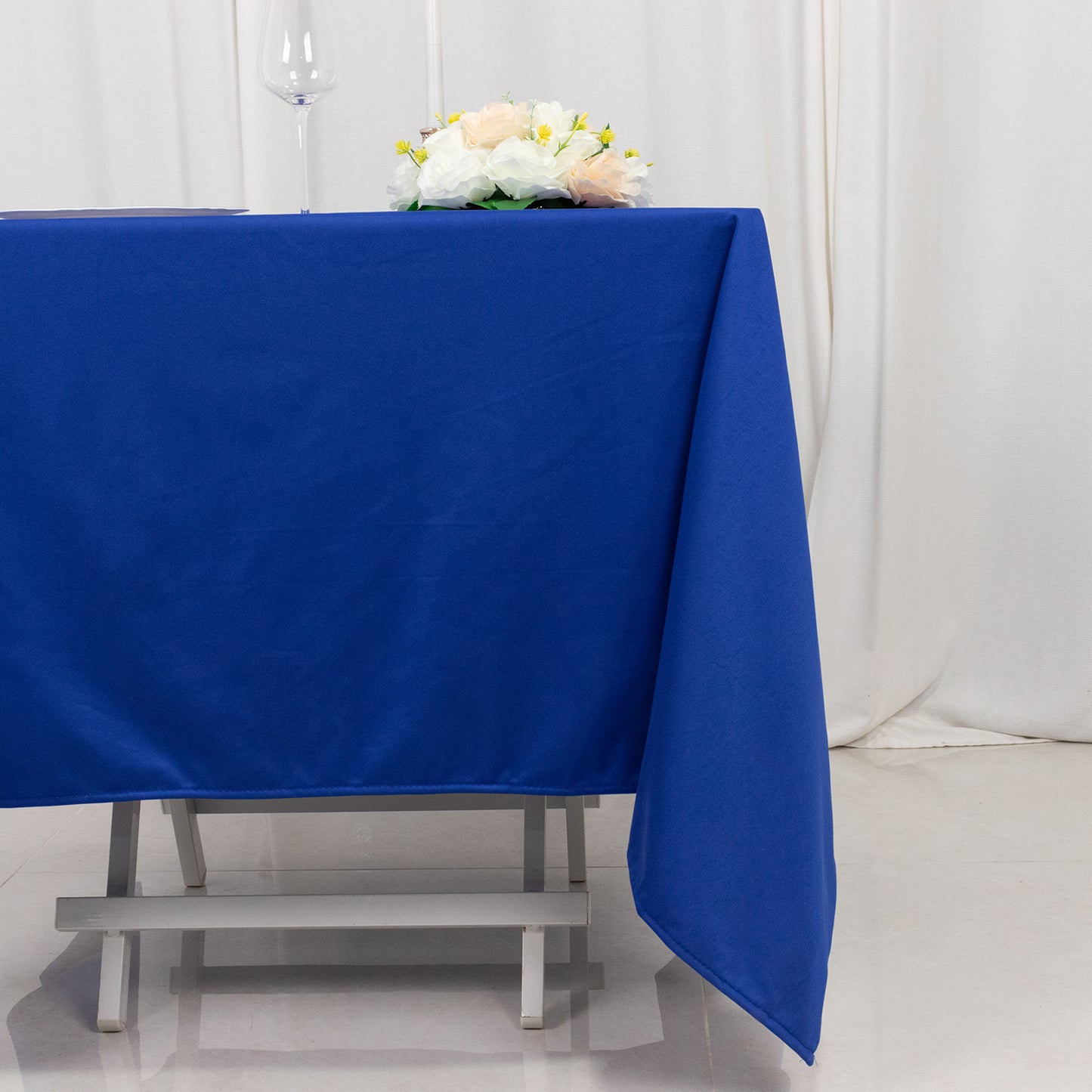 70" Royal Blue Premium Scuba Wrinkle Free Square Tablecloth, Scuba Polyester Tablecloth