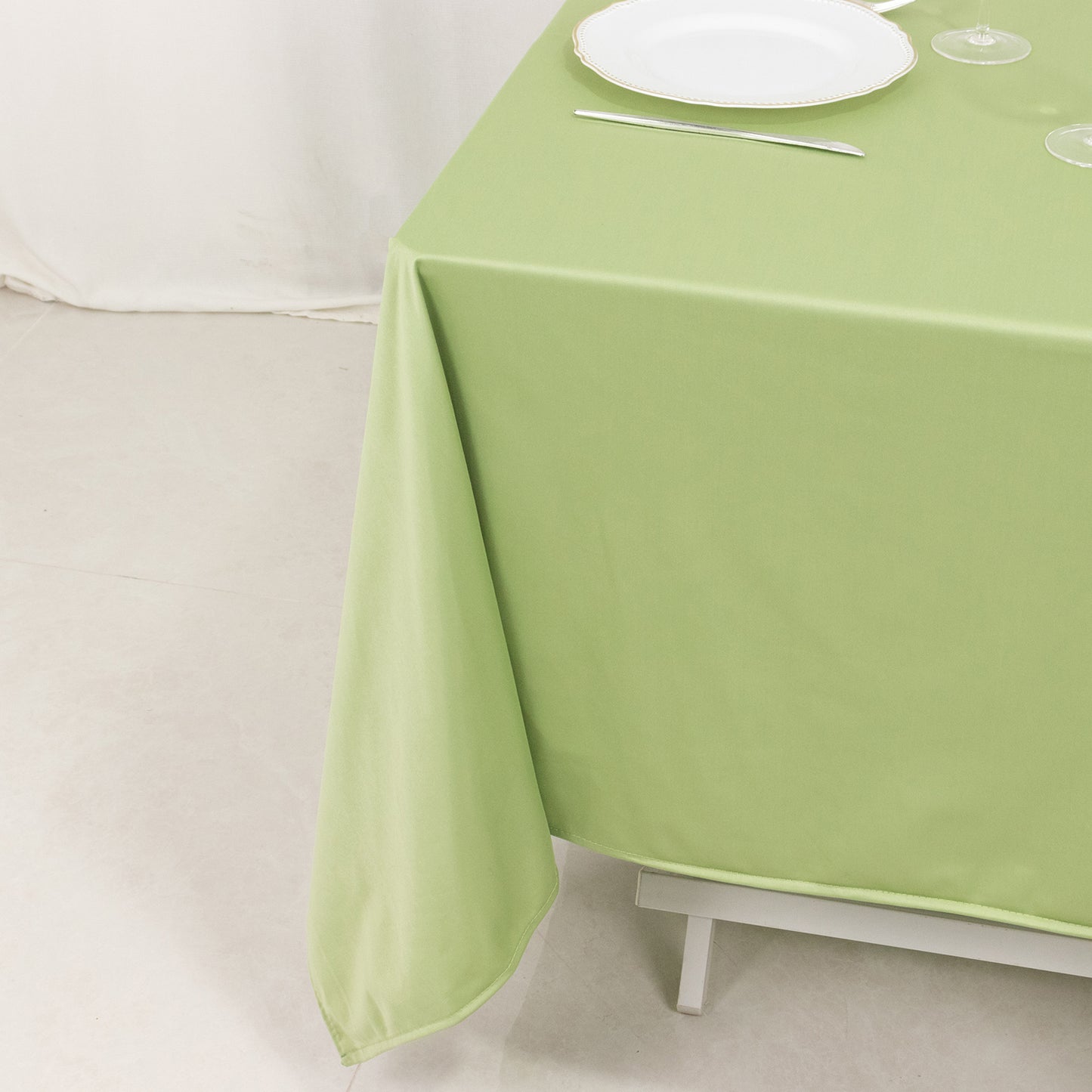 70" Sage Green Premium Scuba Wrinkle Free Square Tablecloth, Scuba Polyester Tablecloth