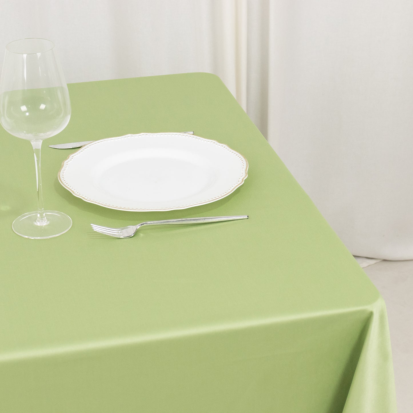 70" Sage Green Premium Scuba Wrinkle Free Square Tablecloth, Scuba Polyester Tablecloth