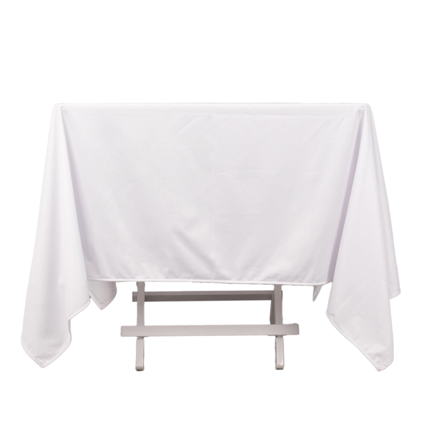 70" White Premium Scuba Wrinkle Free Square Tablecloth, Scuba Polyester Tablecloth