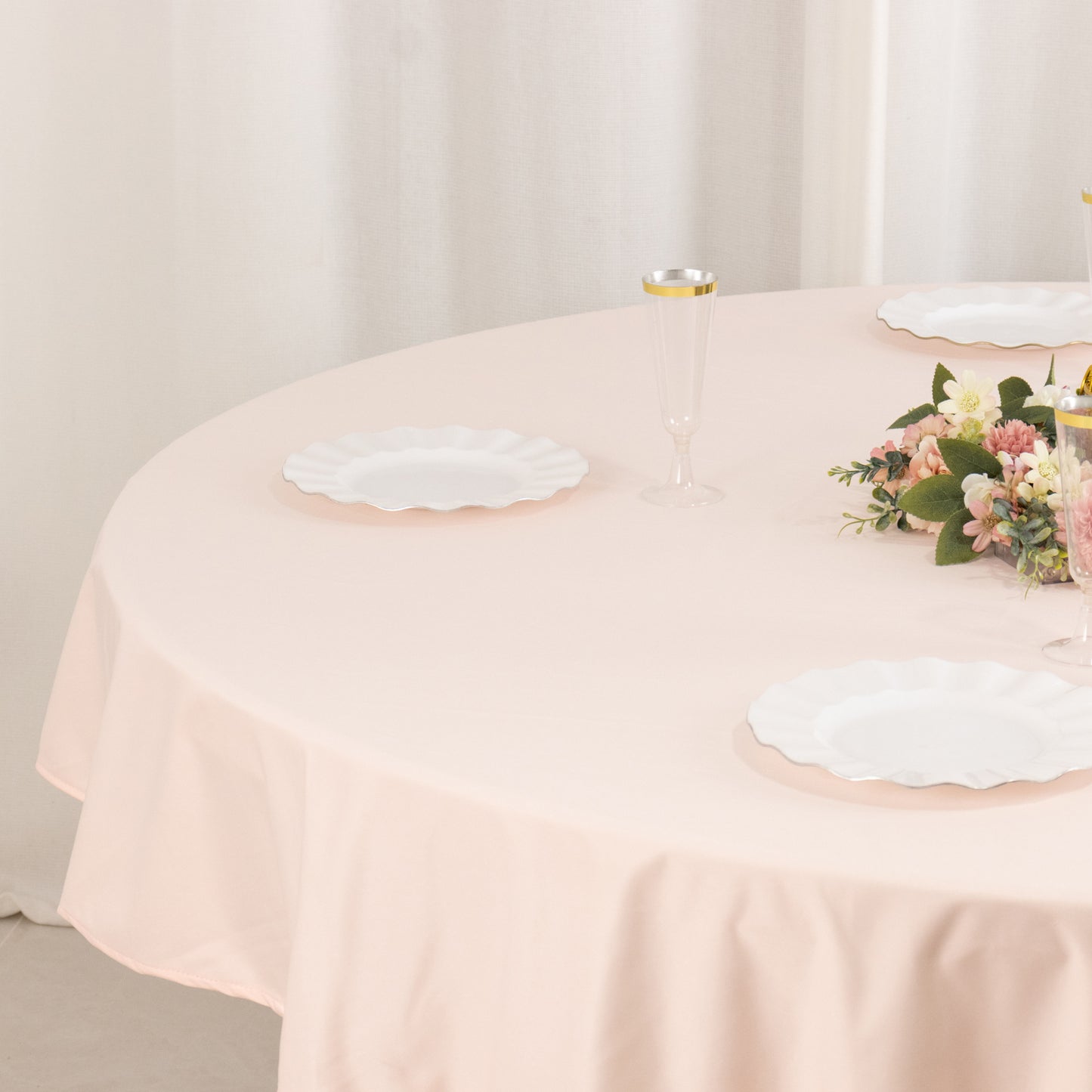 70" Blush Scuba Wrinkle Free Round Tablecloth, Scuba Polyester Tablecloth