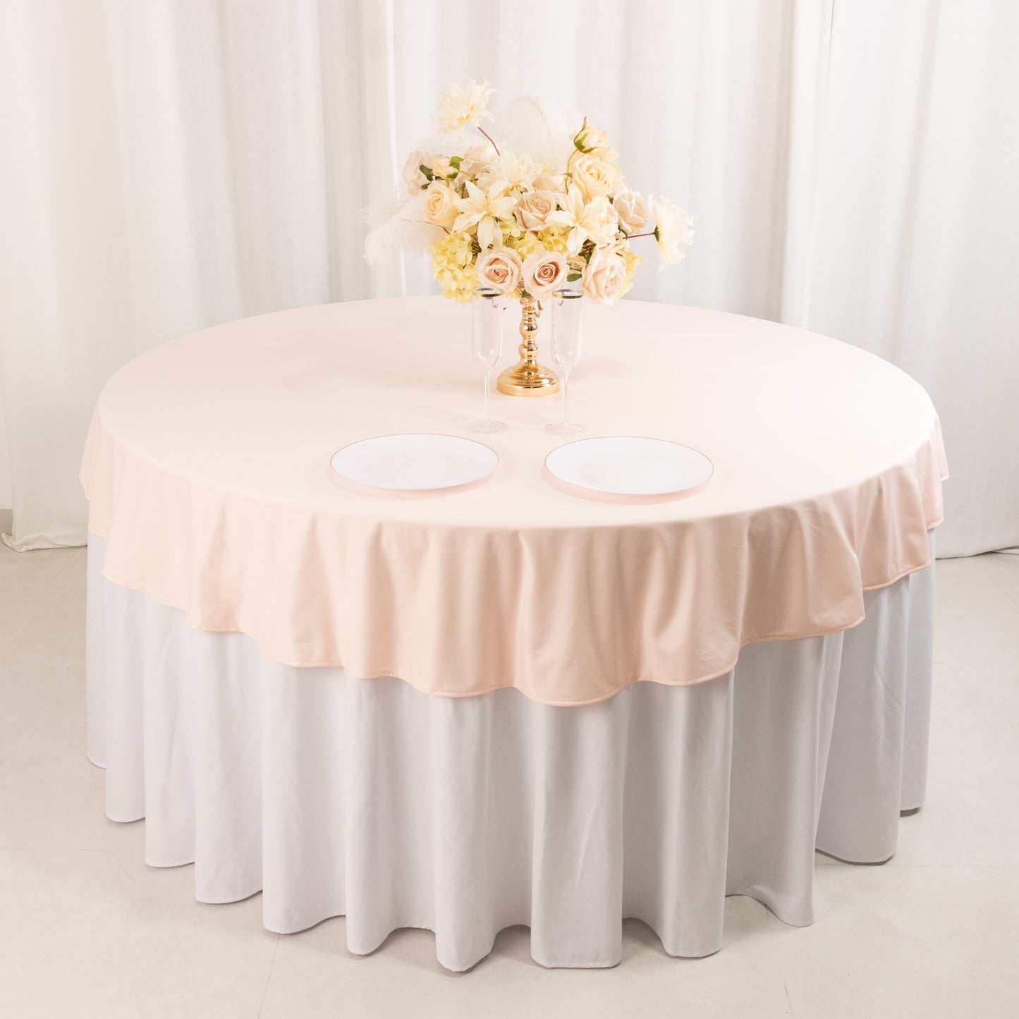 70" Blush Scuba Wrinkle Free Round Tablecloth, Scuba Polyester Tablecloth