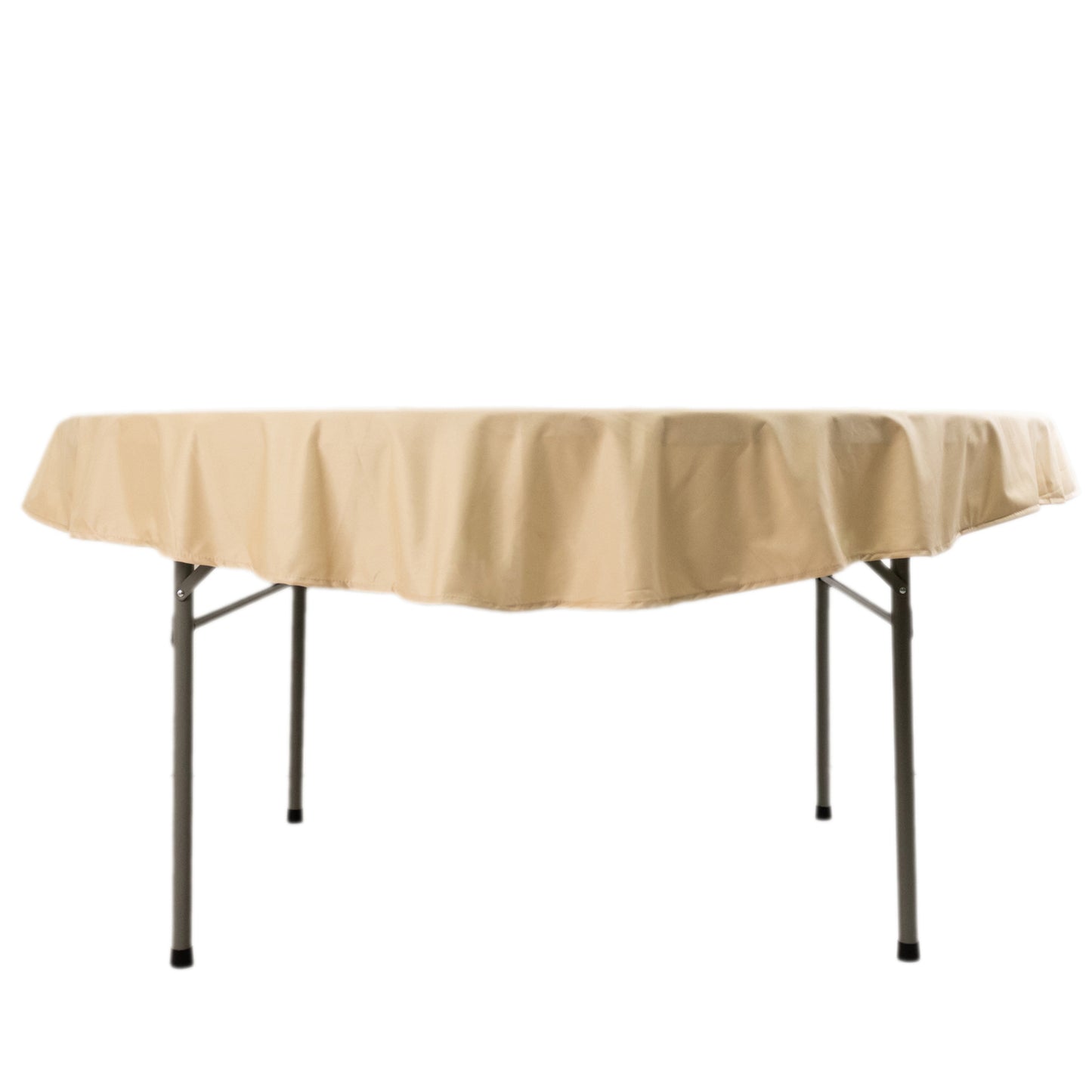 70" Beige Premium Scuba Wrinkle Free Round Tablecloth, Scuba Polyester Tablecloth