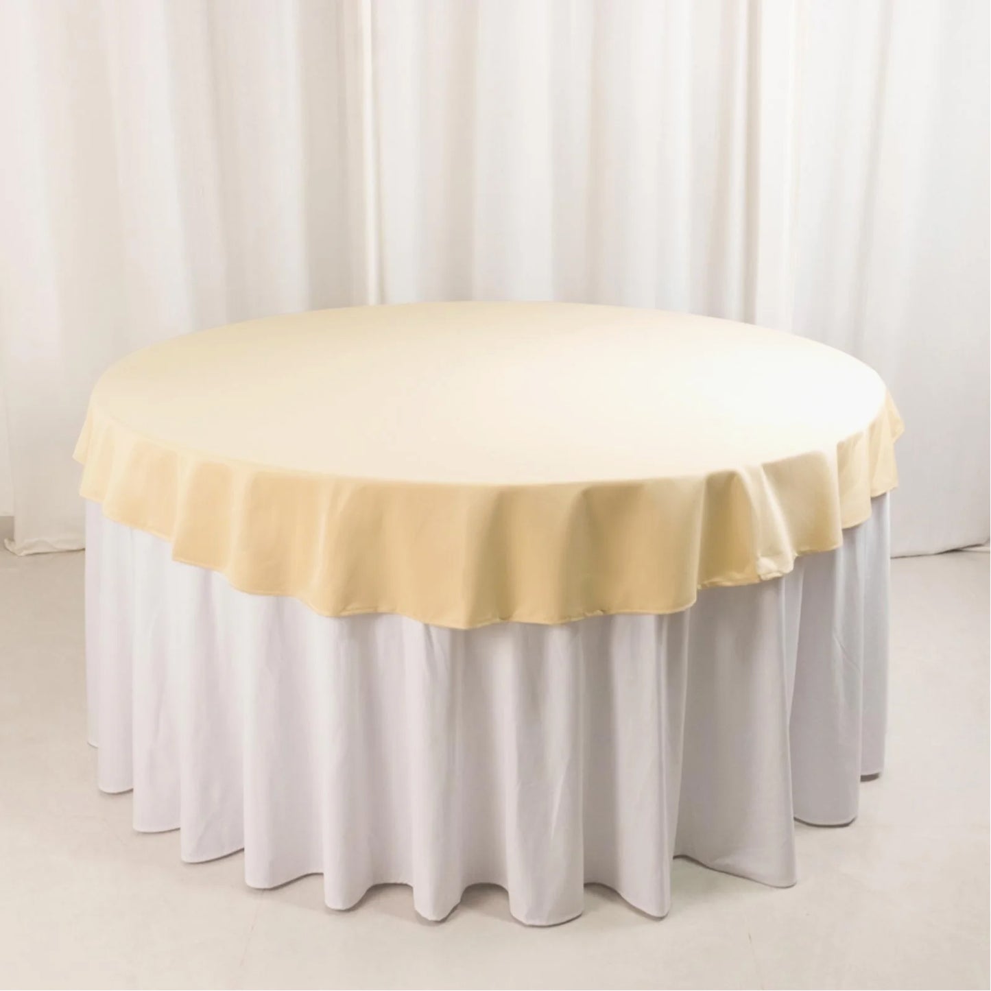 70" Beige Scuba Wrinkle Free Round Tablecloth, Scuba Polyester Tablecloth