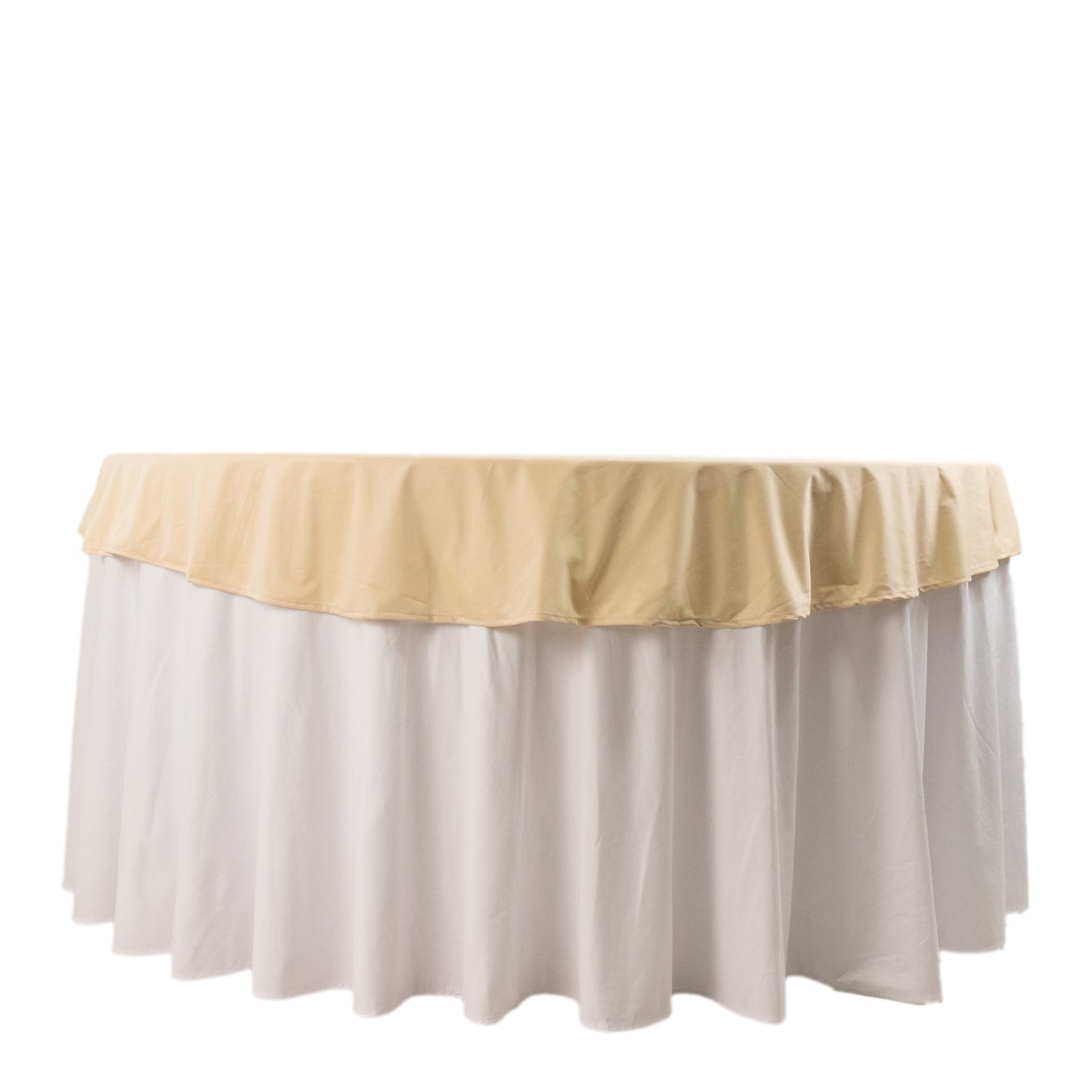 70" Beige Premium Scuba Wrinkle Free Round Tablecloth, Scuba Polyester Tablecloth