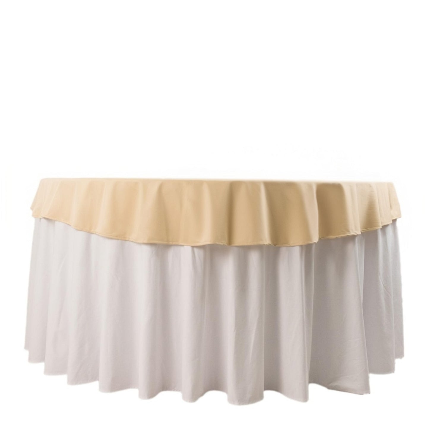 70" Beige Scuba Wrinkle Free Round Tablecloth, Scuba Polyester Tablecloth