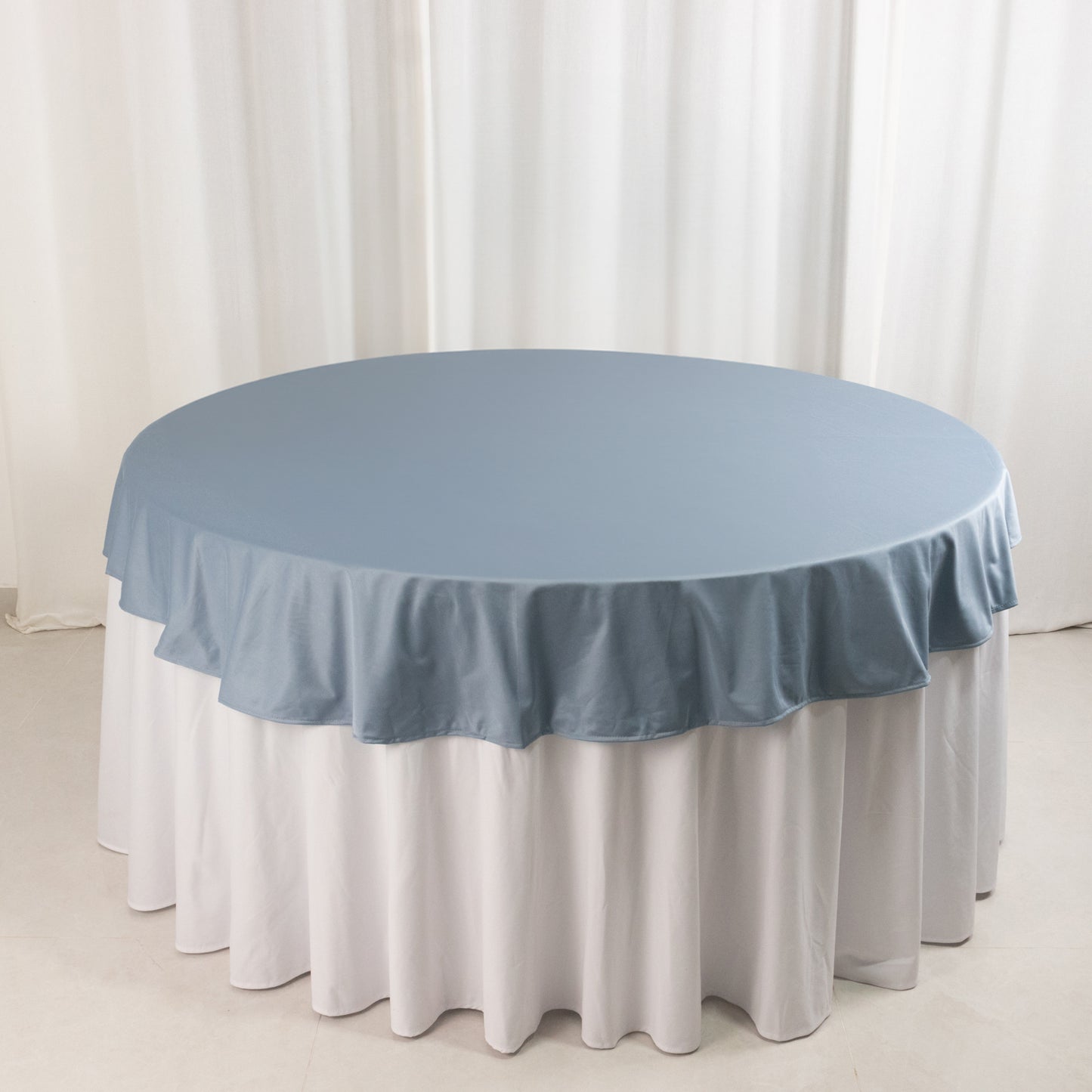 70" Dusty Blue Premium Scuba Wrinkle Free Round Tablecloth, Scuba Polyester Tablecloth