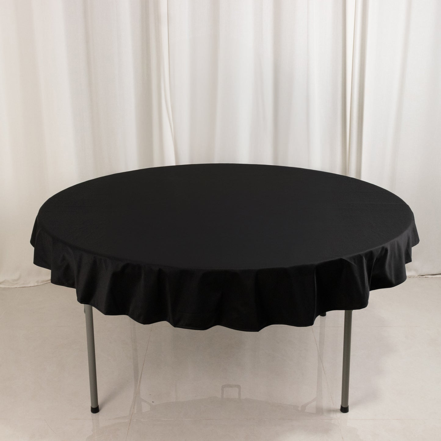 70" Black Premium Scuba Wrinkle Free Round Tablecloth, Scuba Polyester Tablecloth