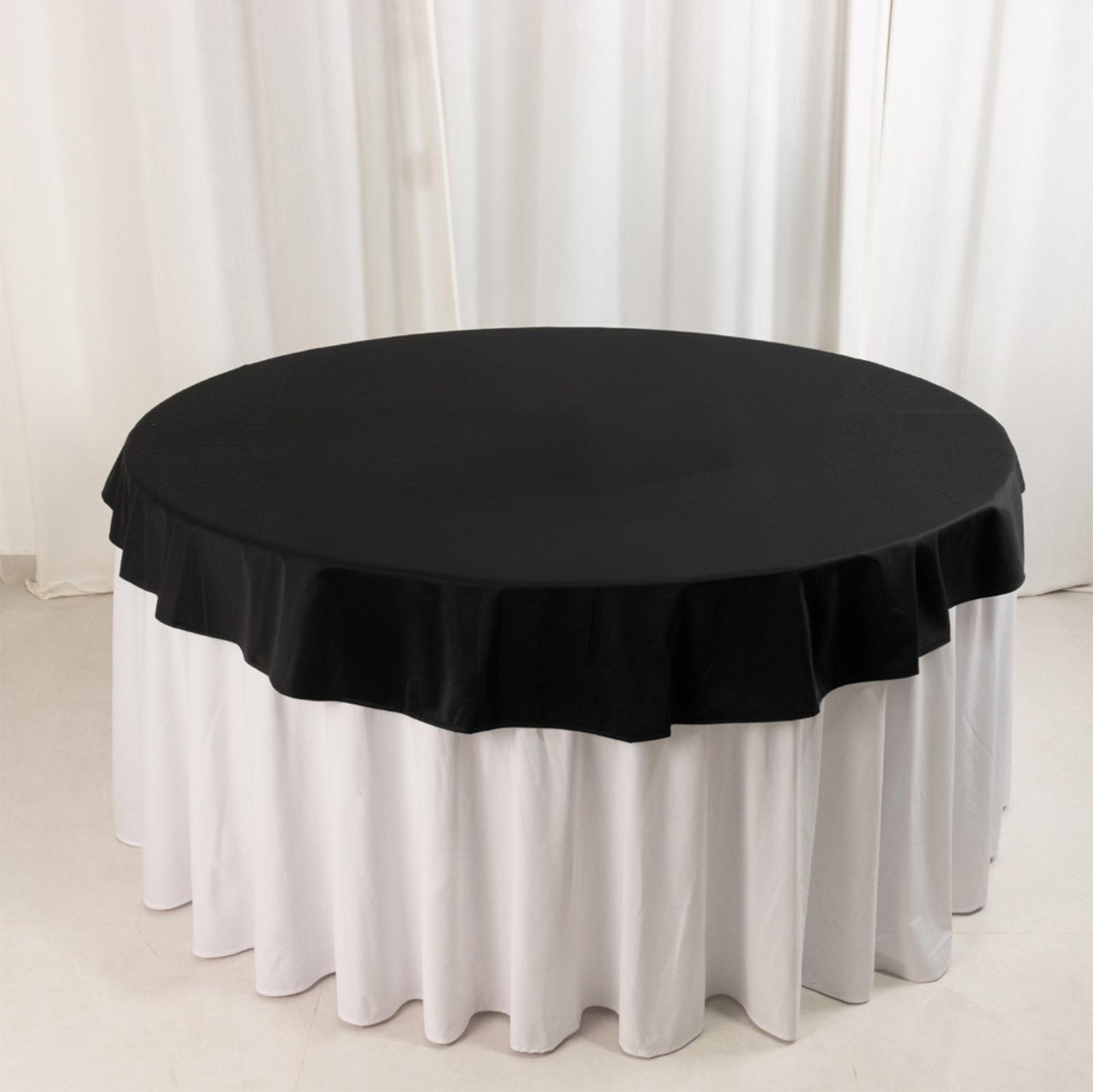 70" Black Scuba Wrinkle Free Round Tablecloth, Scuba Polyester Tablecloth