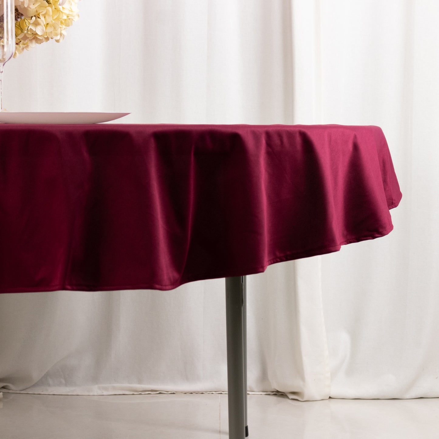 70" Burgundy Premium Scuba Wrinkle Free Round Tablecloth, Scuba Polyester Tablecloth