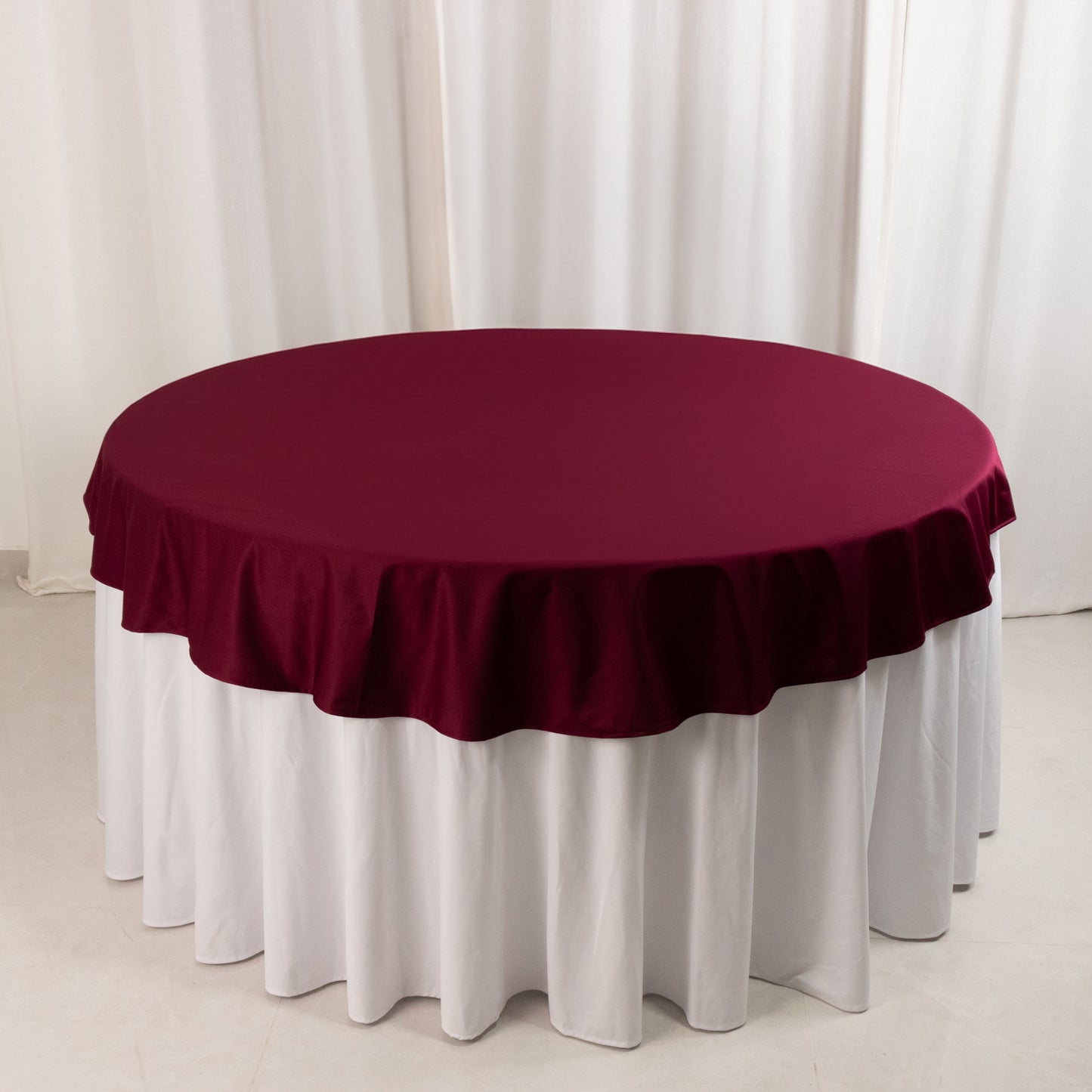 70" Burgundy Premium Scuba Wrinkle Free Round Tablecloth, Scuba Polyester Tablecloth