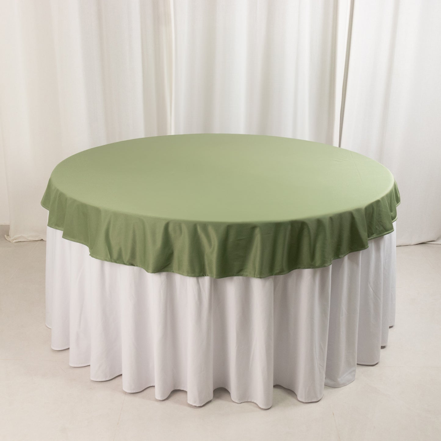 70" Dusty Sage Green Premium Scuba Wrinkle Free Round Tablecloth, Scuba Polyester Tablecloth