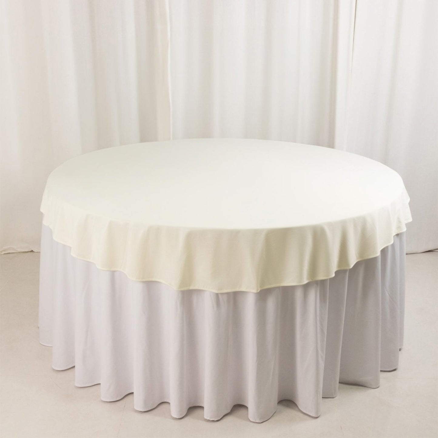 70" Ivory Scuba Wrinkle Free Round Tablecloth, Scuba Polyester Tablecloth
