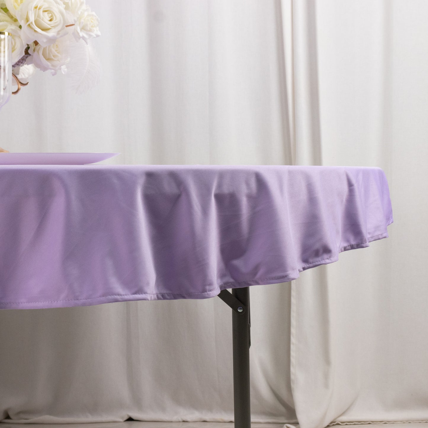 70" Lavender Premium Scuba Wrinkle Free Round Tablecloth, Lilac Scuba Polyester Tablecloth