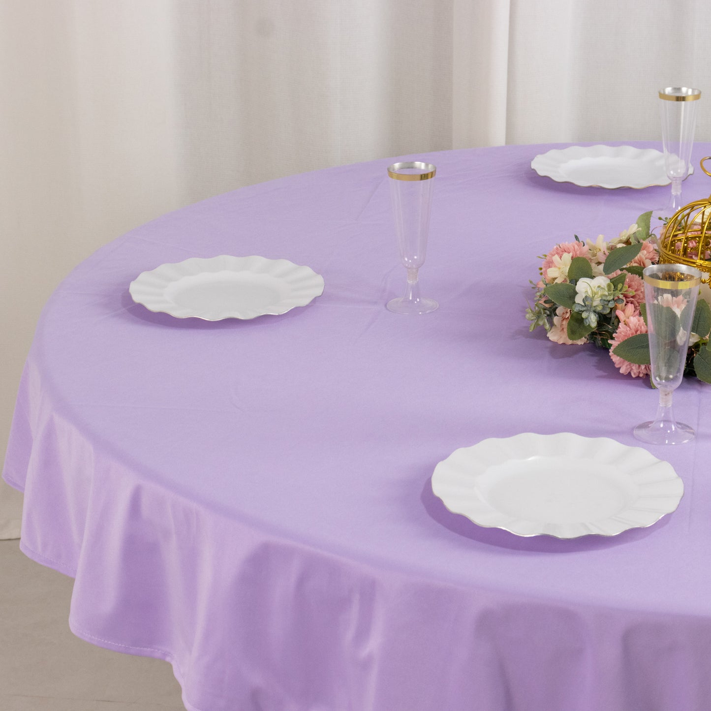 70" Lavender Premium Scuba Wrinkle Free Round Tablecloth, Lilac Scuba Polyester Tablecloth