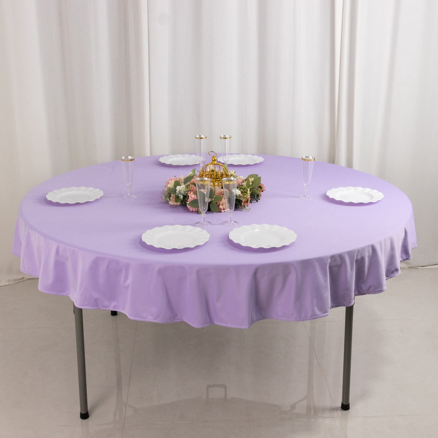 70" Lavender Premium Scuba Wrinkle Free Round Tablecloth, Lilac Scuba Polyester Tablecloth