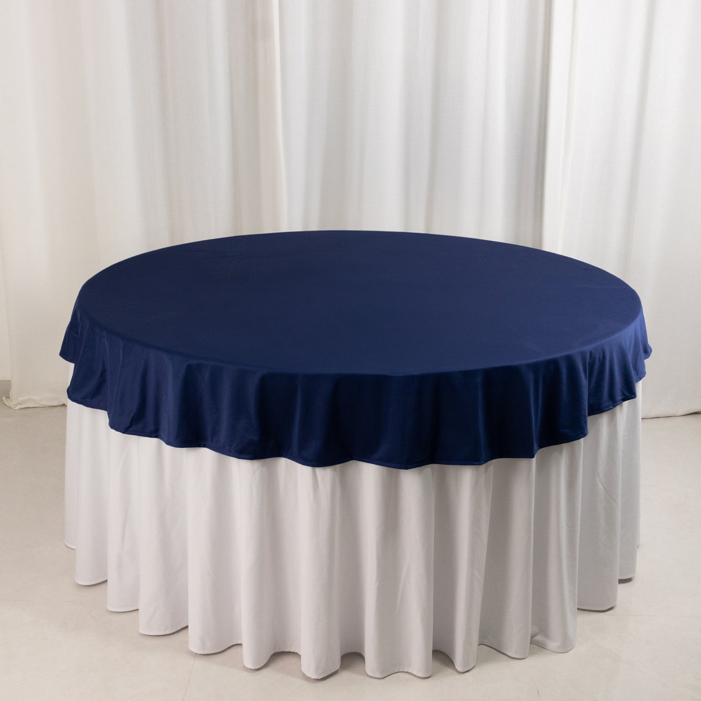 70" Navy Blue Premium Scuba Wrinkle Free Round Tablecloth, Scuba Polyester Tablecloth