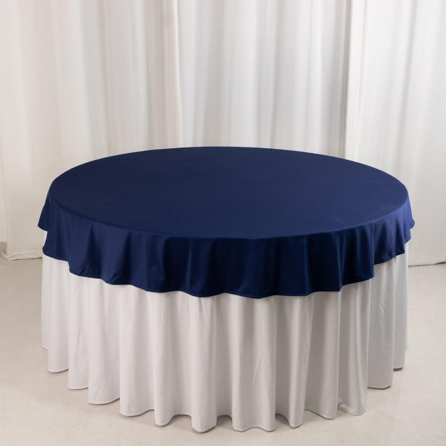 70" Navy Blue Scuba Wrinkle Free Round Tablecloth, Scuba Polyester Tablecloth