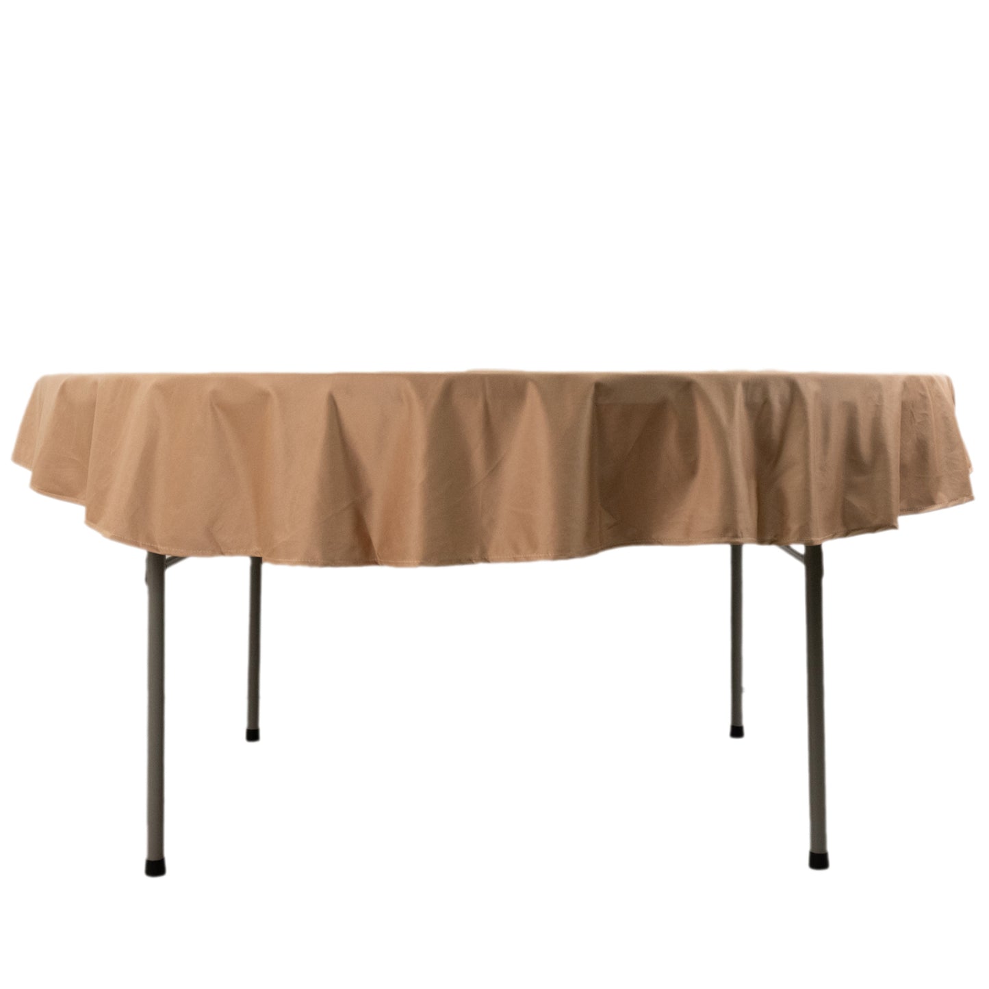 70" Nude Premium Scuba Wrinkle Free Round Tablecloth, Scuba Polyester Tablecloth