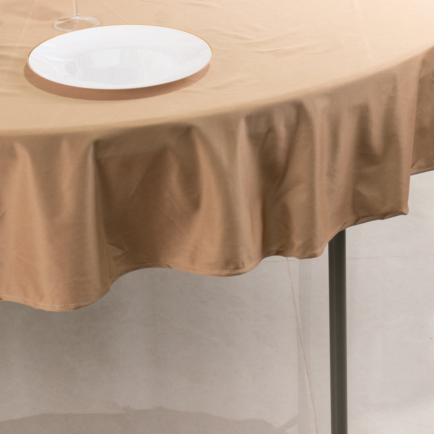 70" Nude Premium Scuba Wrinkle Free Round Tablecloth, Scuba Polyester Tablecloth