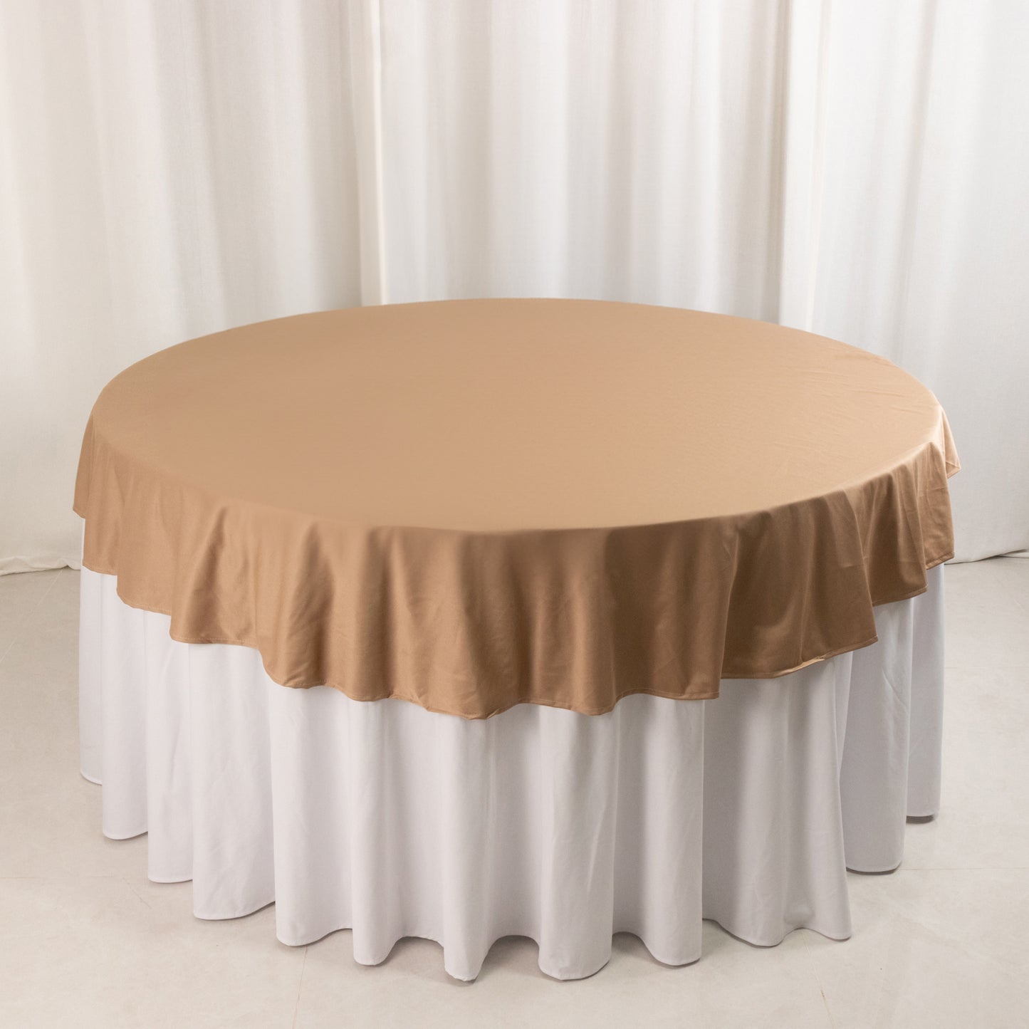 70" Nude Premium Scuba Wrinkle Free Round Tablecloth, Scuba Polyester Tablecloth