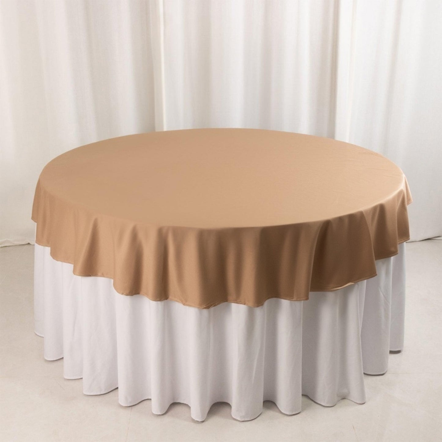 70" Nude Scuba Wrinkle Free Round Tablecloth, Scuba Polyester Tablecloth