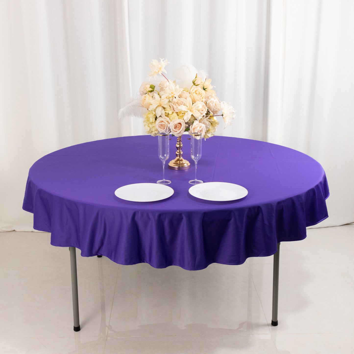 70" Purple Premium Scuba Wrinkle Free Round Tablecloth, Scuba Polyester Tablecloth