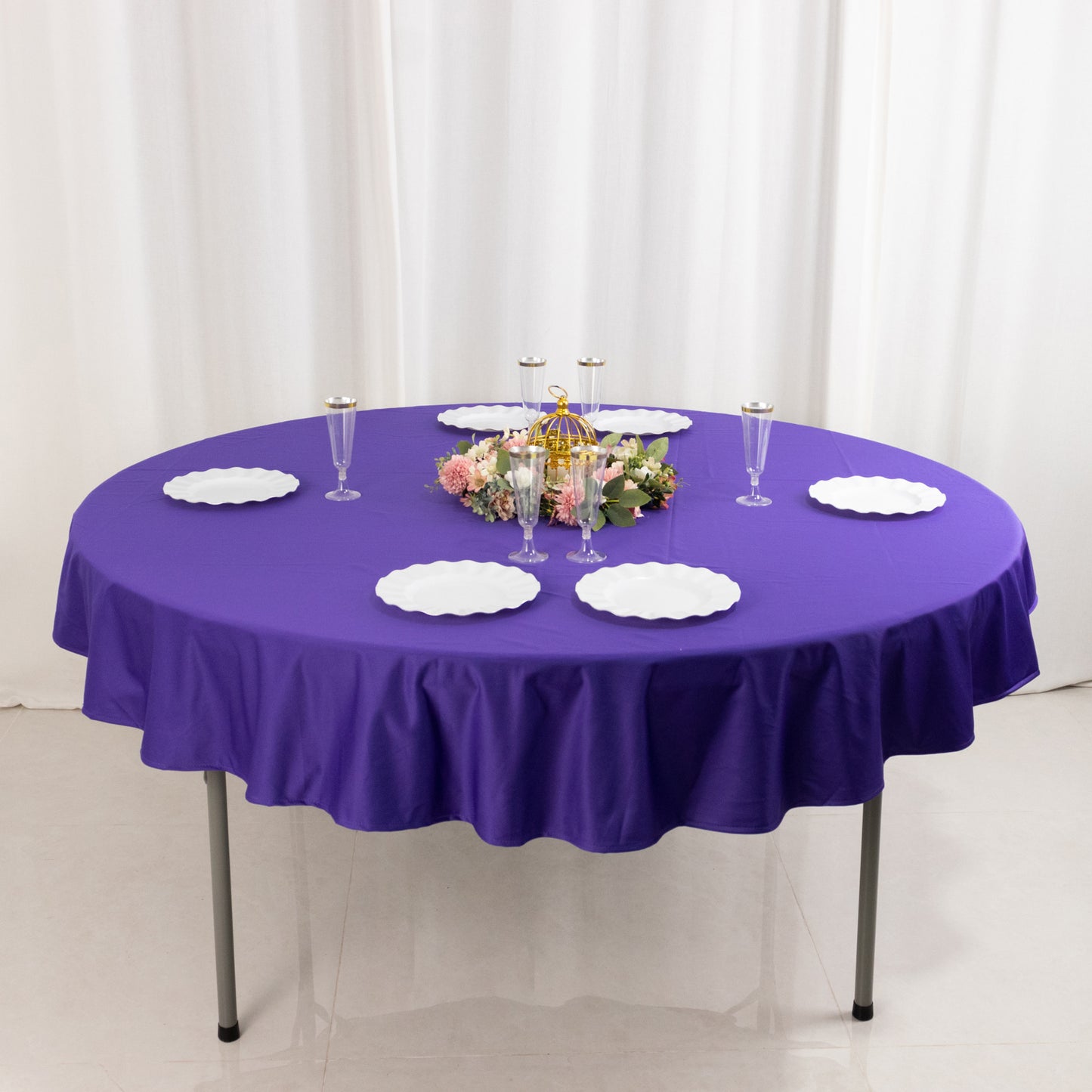 70" Purple Premium Scuba Wrinkle Free Round Tablecloth, Scuba Polyester Tablecloth