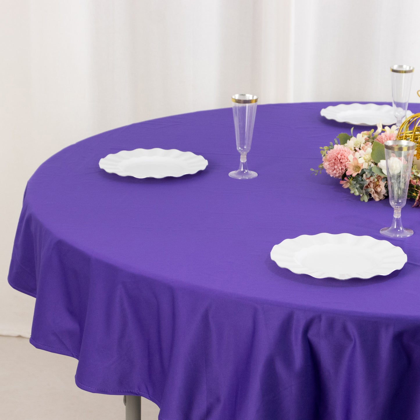 70" Purple Premium Scuba Wrinkle Free Round Tablecloth, Scuba Polyester Tablecloth