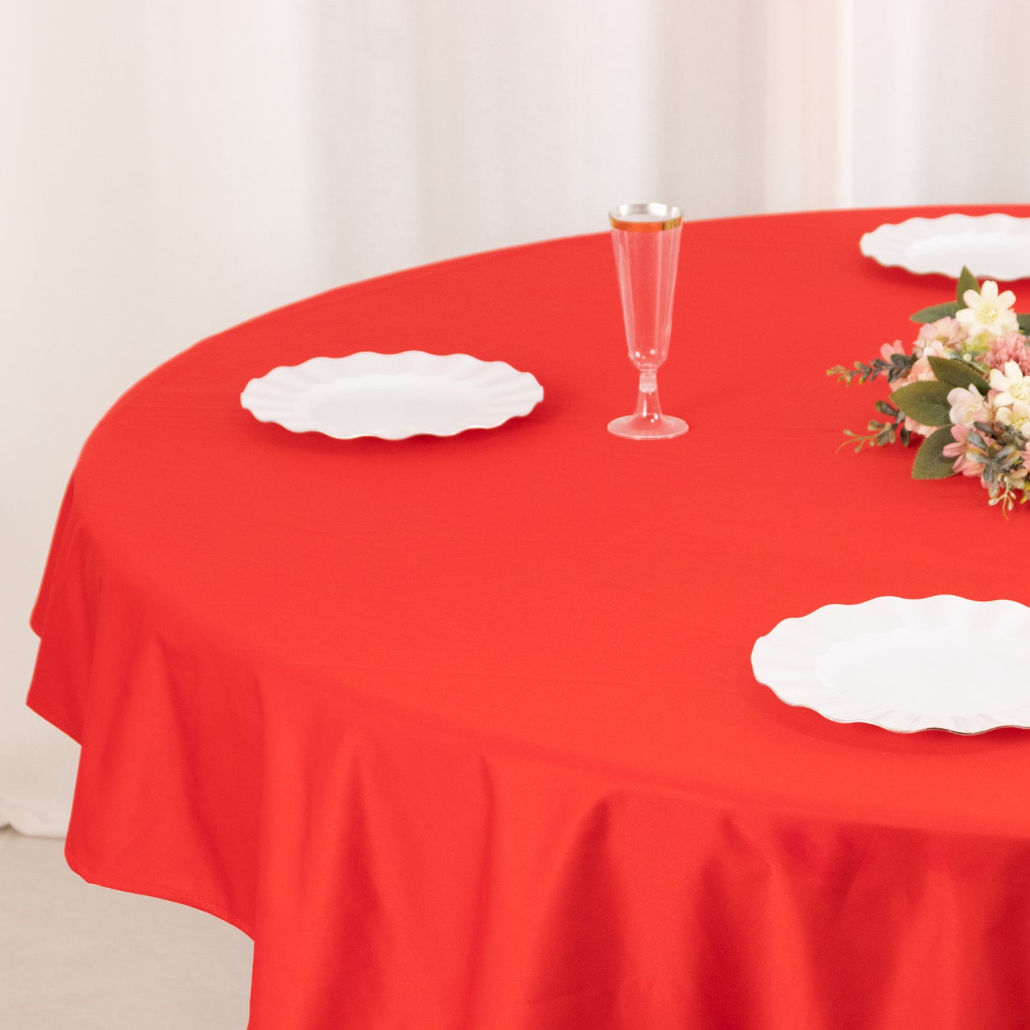 70" Red Premium Scuba Wrinkle Free Round Tablecloth, Scuba Polyester Tablecloth