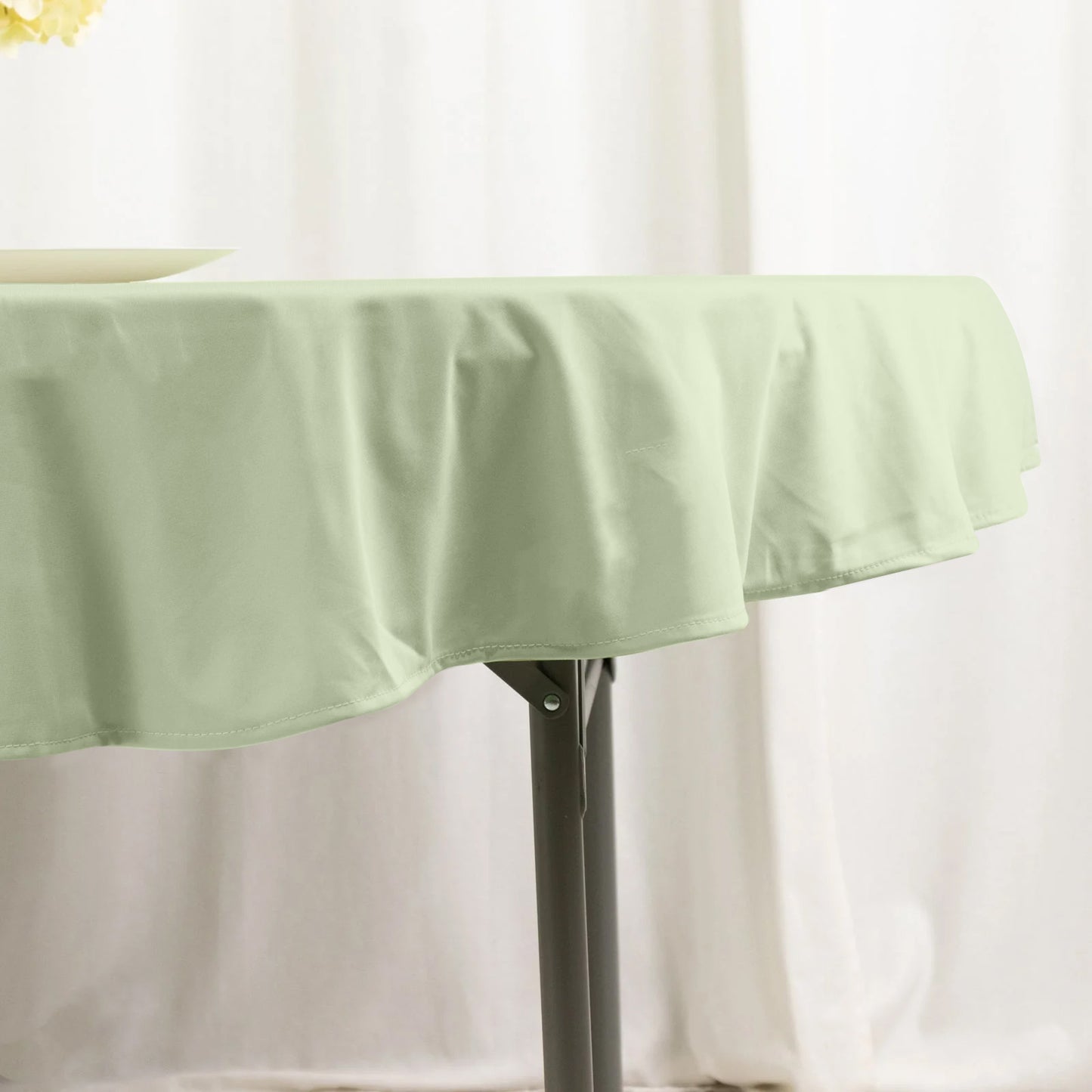 70" Sage Green Scuba Wrinkle Free Round Tablecloth, Scuba Polyester Tablecloth
