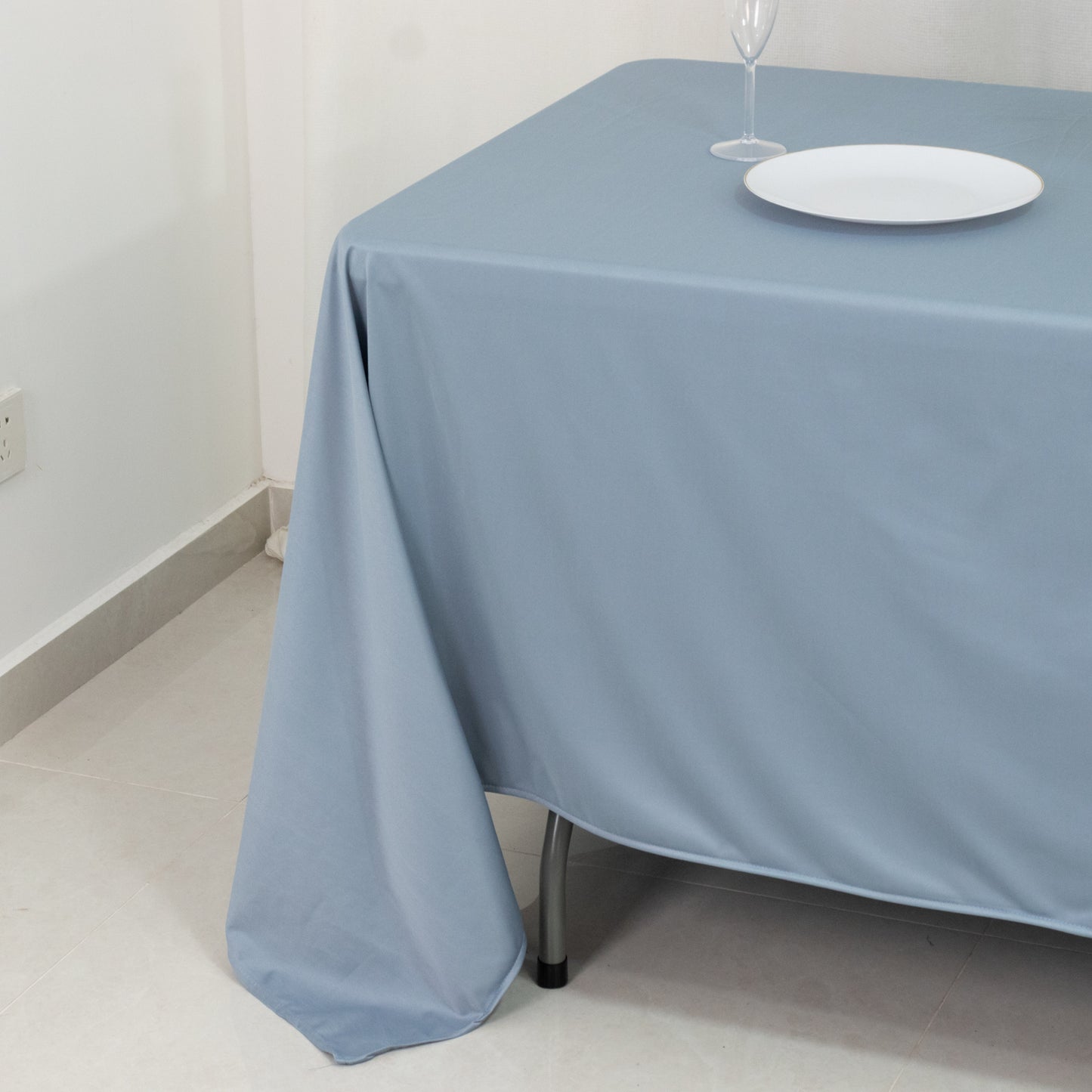 Scuba Rectangular 72"x120" Tablecloth Dusty Blue - Wrinkle Free & Stain Resistant Table Cover