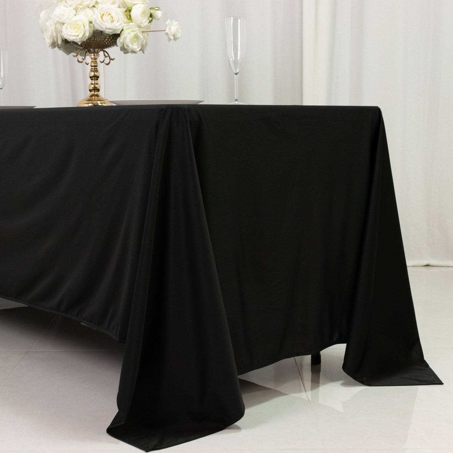Scuba Rectangular 72"x120" Tablecloth Black - Wrinkle Free & Stain Resistant Table Cover