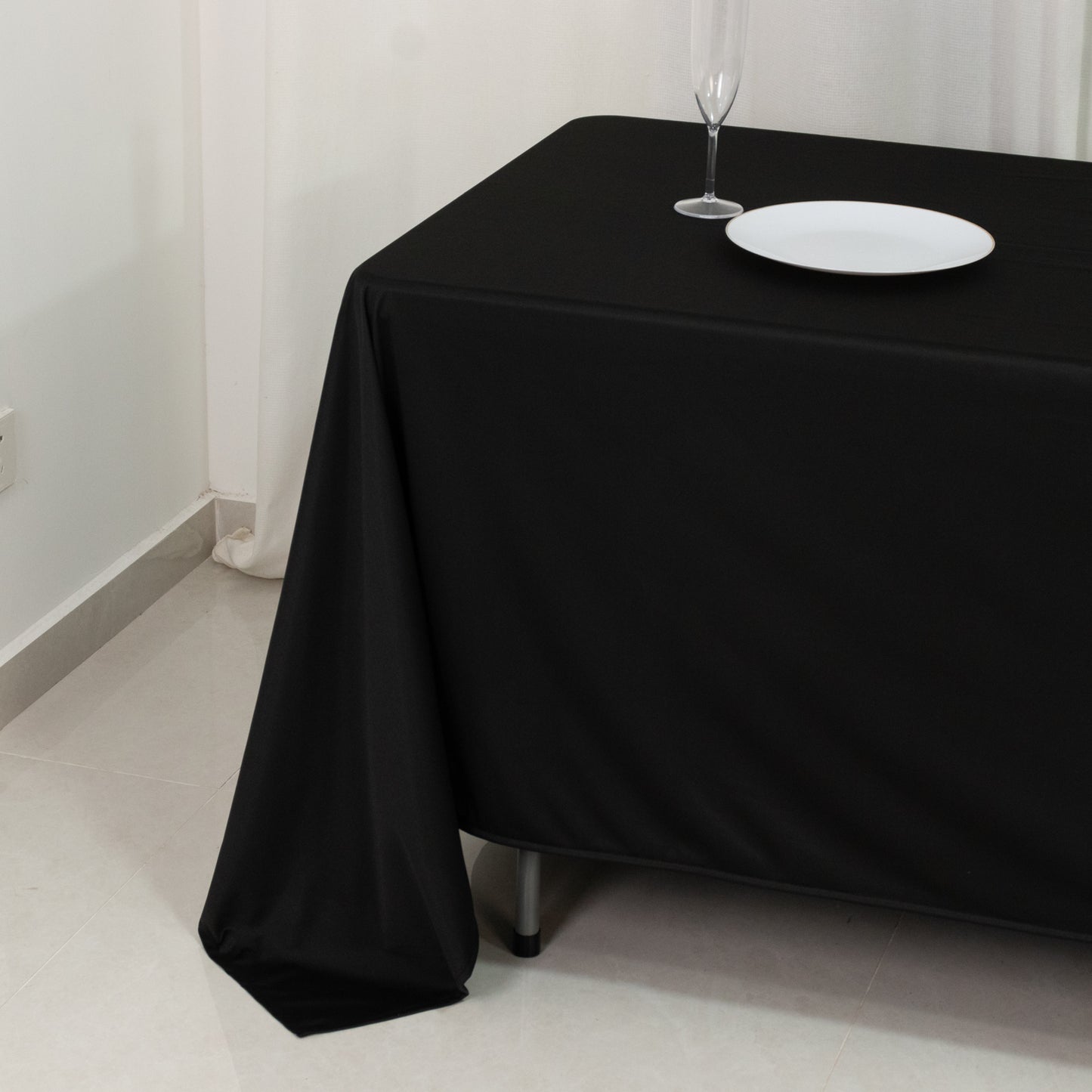 Scuba Rectangular 72"x120" Tablecloth Black - Wrinkle Free & Stain Resistant Table Cover