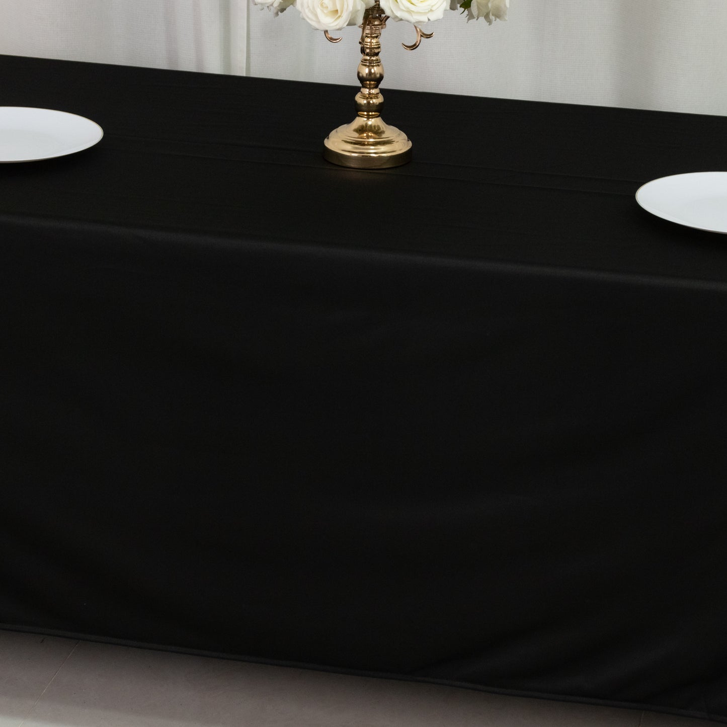 Scuba Rectangular 72"x120" Tablecloth Black - Wrinkle Free & Stain Resistant Table Cover