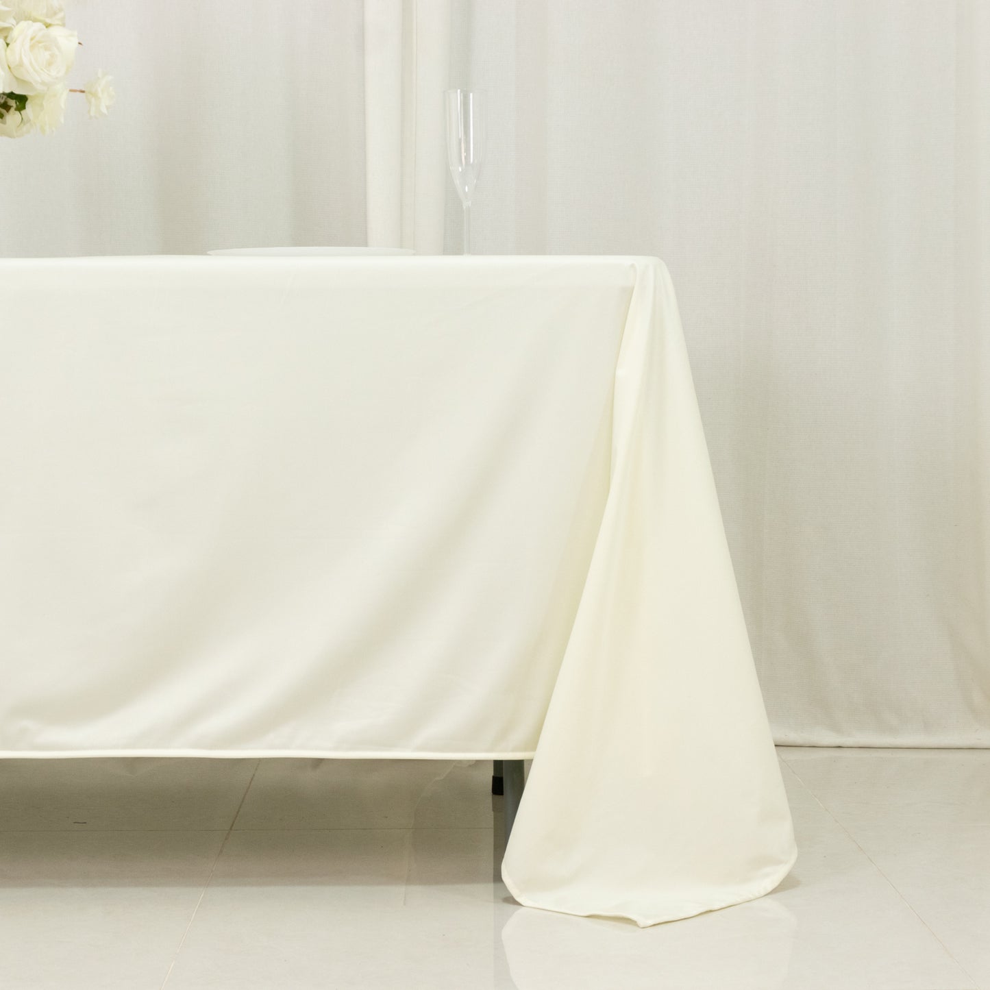 Scuba Rectangular 72"x120" Tablecloth Ivory - Wrinkle Free & Stain Resistant Table Cover