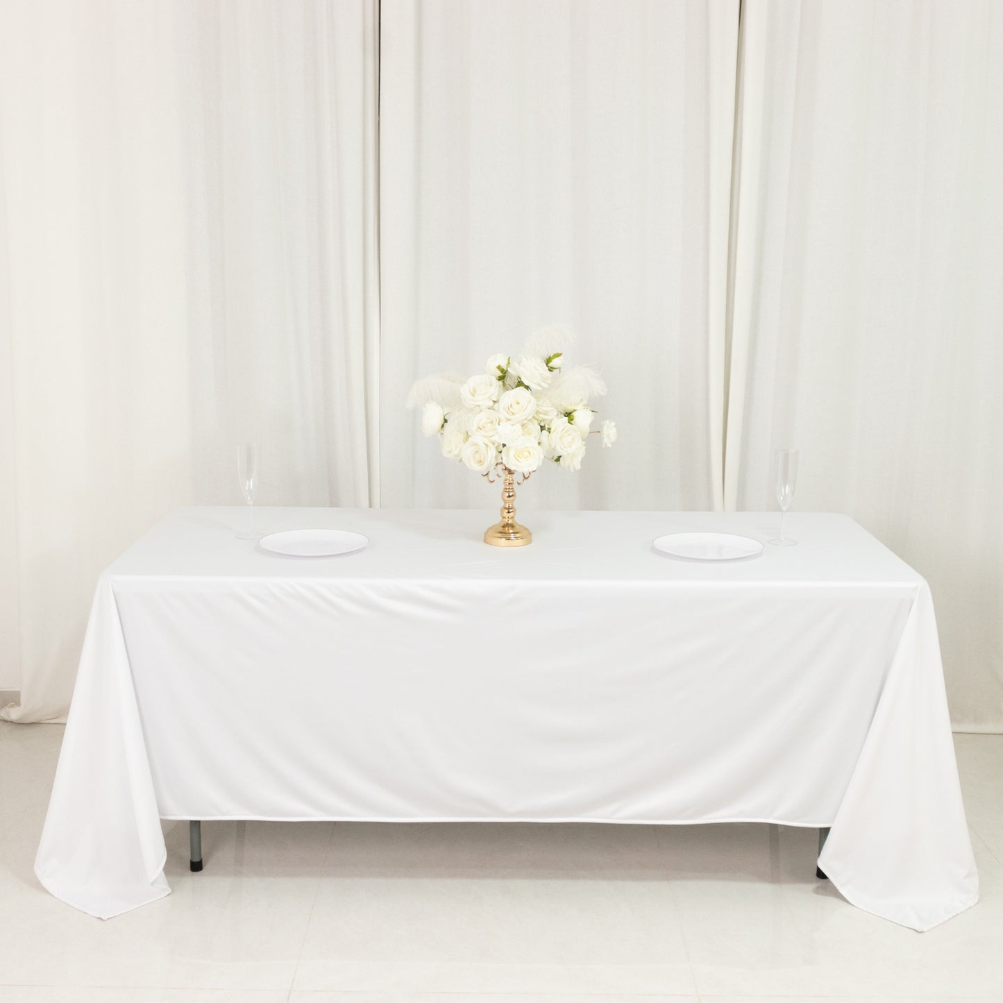 Scuba Rectangular 72"x120" Tablecloth White - Wrinkle Free & Stain Resistant Table Cover